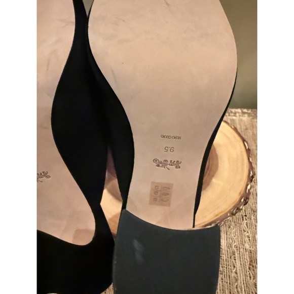Coach Laurence Suede Sandal Black Block Heel Dressy Classic Elegant 9.5 Worn 1X - Picture 15 of 15